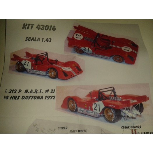 Kit Ferrari 312 P 24 Hrs Daytona 1972 # 21 NART Racing Team - Resin Kit 1:43 